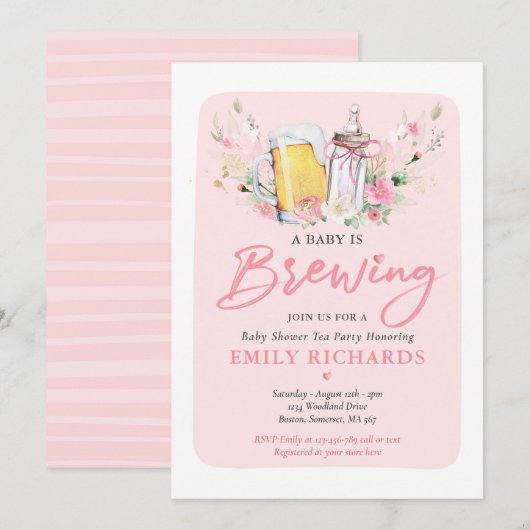 Een Baby brouwt Baby shower met fles- en biercode Kaart (Voorkant / Achterkant)