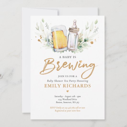 Een Baby brouwt Baby shower met groene biercode Kaart (Voorkant)