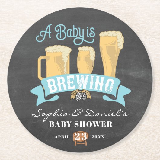 Een Baby brouwt Baby shower Onderzetters (Voorkant)