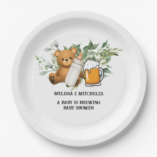 Een baby brouwt baby shower papieren bordje (Voorkant)