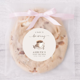 Een Baby brouwt Baby shower ronde Sticker