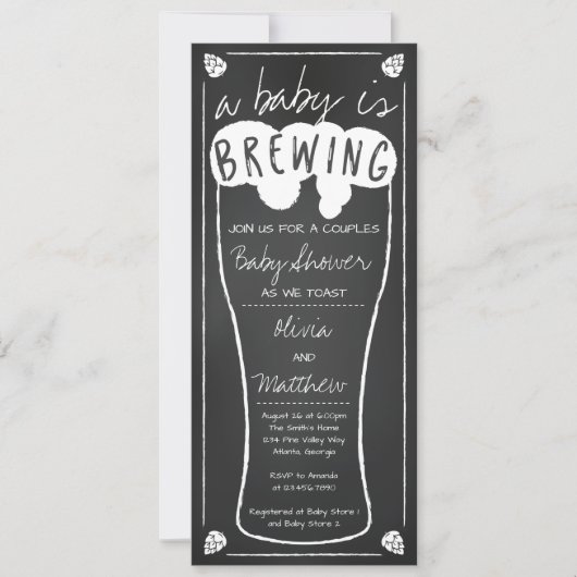 Een Baby brouwt Baby shower uitnodiging (Voorkant)