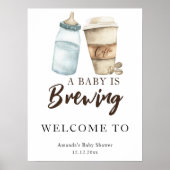 Een baby brouwt baby shower van een koffiefles poster (Voorkant)