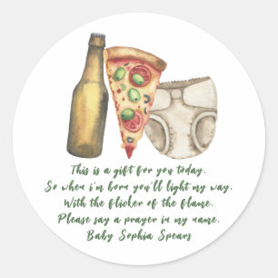 Een baby brouwt bier - Aanbiddingskaarslabel Ronde Sticker