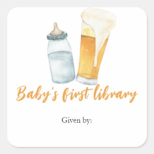 Een baby brouwt bier - de eerste bibliotheek van d vierkante sticker