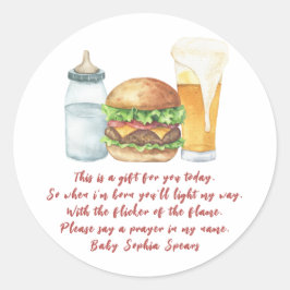 Een baby brouwt bier - Gebedskaars label