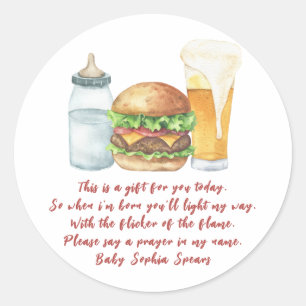 Een baby brouwt bier - Gebedskaars label