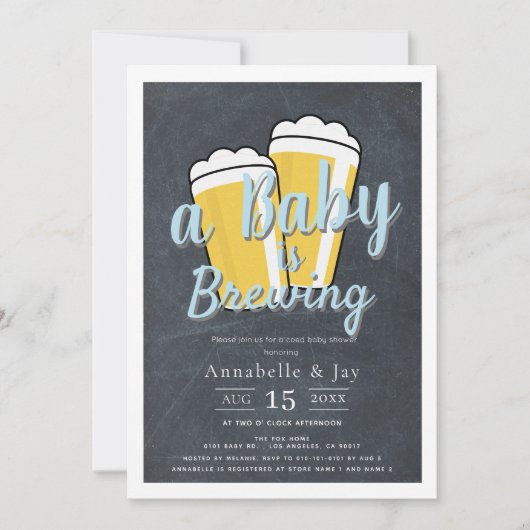 Een Baby brouwt bier gecodeerd blauw Baby shower Kaart (Voorkant)