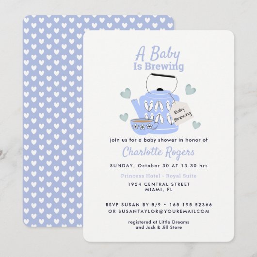 Een Baby brouwt blauw Baby shower Kaart (Voorkant / Achterkant)