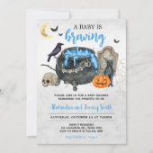 Een Baby brouwt blauw Halloween Baby shower Kaart (Voorkant)