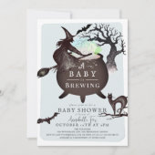Een Baby brouwt blauw Halloween Baby shower Kaart (Voorkant)
