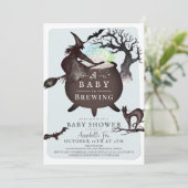 Een Baby brouwt blauw Halloween Baby shower Kaart (Staand voorkant)