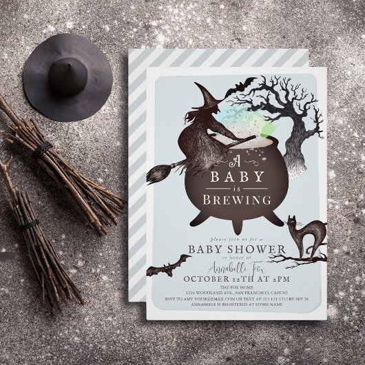 Een Baby brouwt blauw Halloween Baby shower Kaart