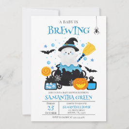 Een Baby brouwt blauw Halloween Baby shower Kaart