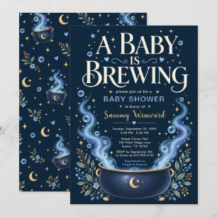 Een Baby Brouwt Blauwe Heksenbabyborrel Kaart