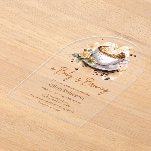 Een Baby brouwt bruin Baby shower Acryl Uitnodigingen (Laagn)