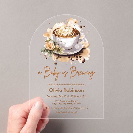 Een Baby brouwt bruin Baby shower Acryl Uitnodigingen (Insitu (Draagbaar))