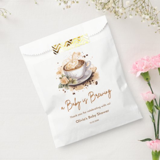 Een Baby brouwt bruin Baby shower Bedankzakje (Gezegeld)