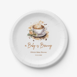 Een Baby brouwt bruin Baby shower Papieren Bordje