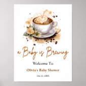 Een Baby brouwt bruin Baby shower welkomstbord Poster (Voorkant)