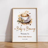 Een Baby brouwt bruin Baby shower welkomstbord Poster