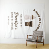 Een Baby brouwt bruin wit Baby shower achtergrond Wandkleed (In Situ (horizontaal))