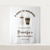 Een Baby brouwt bruin wit Baby shower achtergrond Wandkleed (Voorkant)