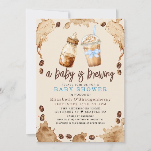 Een Baby brouwt Coffee Boy Baby shower Kaart (Voorkant)