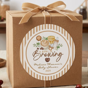 Een Baby Brouwt Coffee Latte Baby Borrel Ronde Sticker