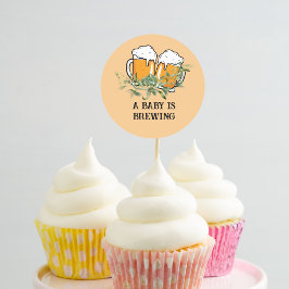 Een baby brouwt cupcake toppers ronde sticker