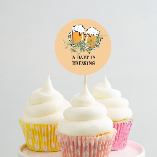 Een baby brouwt cupcake toppers ronde sticker