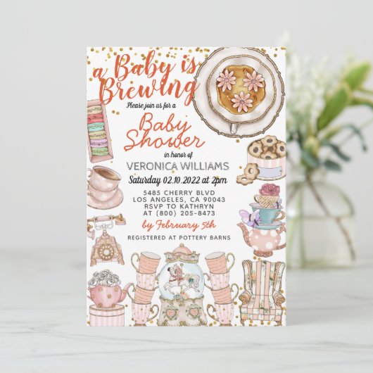 Een Baby brouwt Douche Uitnodiging (Staand voorkant)