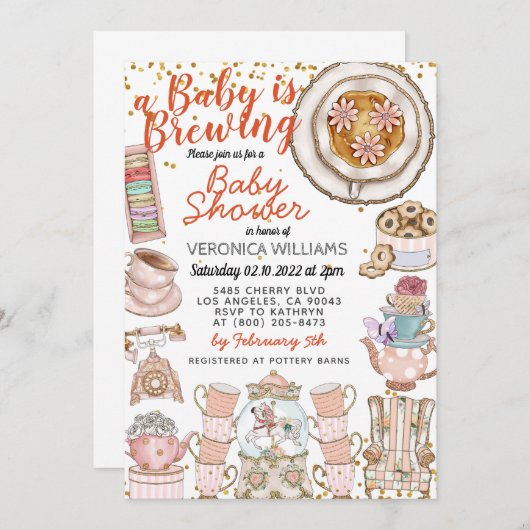 Een Baby brouwt Douche Uitnodiging (Voorkant / Achterkant)