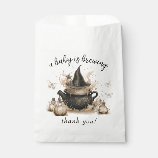 Een Baby brouwt een Halloween Neutral Baby shower Bedankzakje (Voorkant)