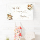 Een Baby brouwt een welkomstbanner | Coffee Baby Spandoek (Insitu)