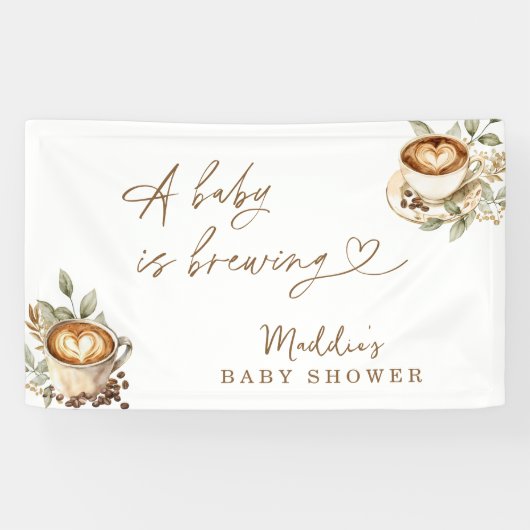 Een Baby brouwt een welkomstbanner | Coffee Baby Spandoek (Horizontaal)