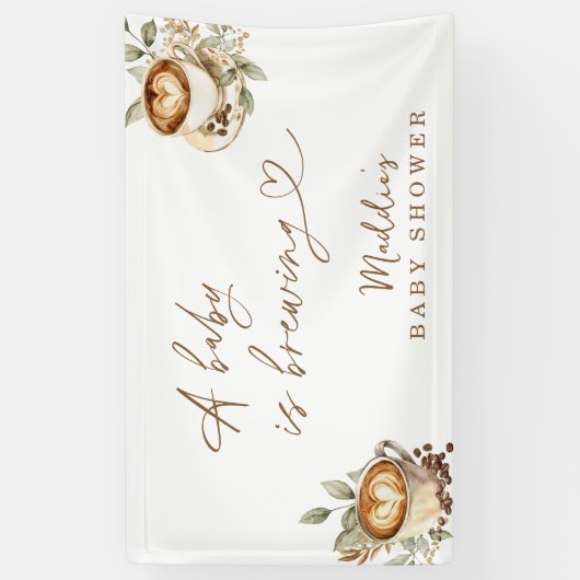 Een Baby brouwt een welkomstbanner | Coffee Baby Spandoek (Verticaal)