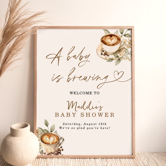 Een Baby brouwt een welkomstbord | Coffee Baby Poster