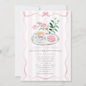 Een Baby brouwt Fancy Macaron Roze Boog Tea Party Kaart (Voorkant)