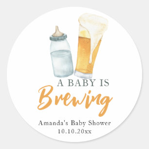 Een baby brouwt fles bier Baby shower Ronde Sticker