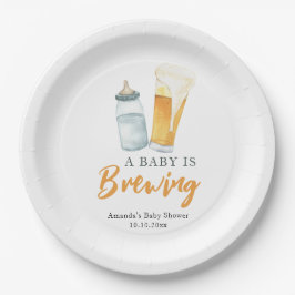 Een Baby brouwt flessenbier Baby shower Papieren Bordje