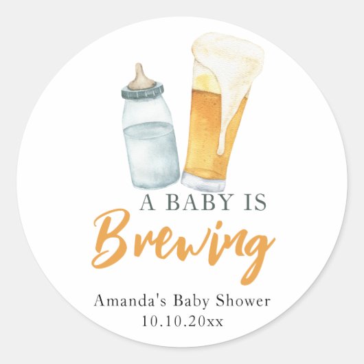 Een Baby brouwt flessenbier Baby shower Ronde Sticker (Voorkant)