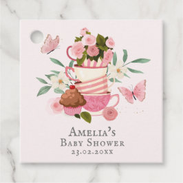 Een Baby brouwt florale theekopjes Baby shower Bedankjes Labels