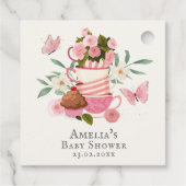 Een Baby brouwt florale theekopjes Baby shower Bedankjes Labels (Achterkant)