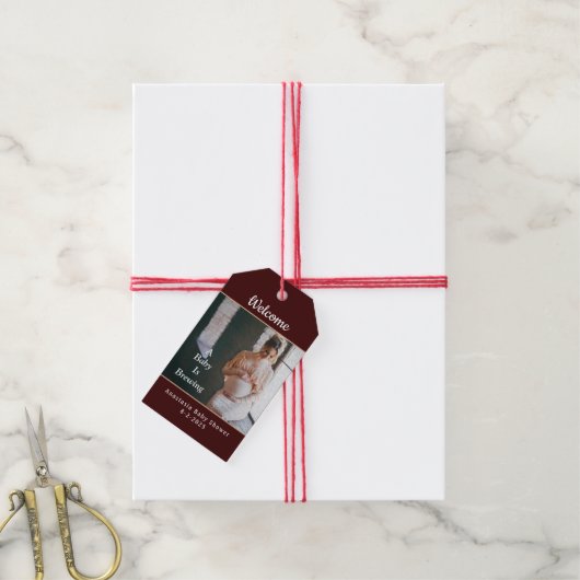 Een Baby brouwt fotodouchefeest personaliseren Cadeaulabel (Met Touw)