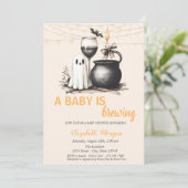 Een Baby brouwt Ghost Glass Stippen Baby shower Kaart (Staand voorkant)