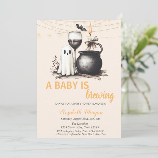 Een Baby brouwt Ghost Glass Stippen Baby shower Kaart (Staand voorkant)