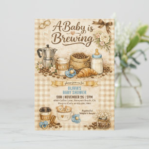Een baby brouwt Gingham Coffee Baby Shower Kaart