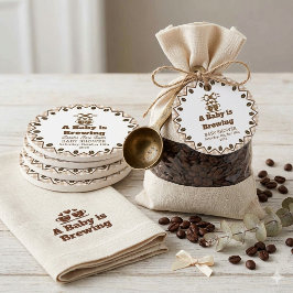 Een Baby Brouwt Gingham Coffee Neutraal Geslacht Bedankjes Labels