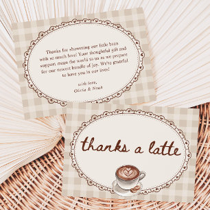 Een baby brouwt Gingham koffie babyfeestje Bedankkaart